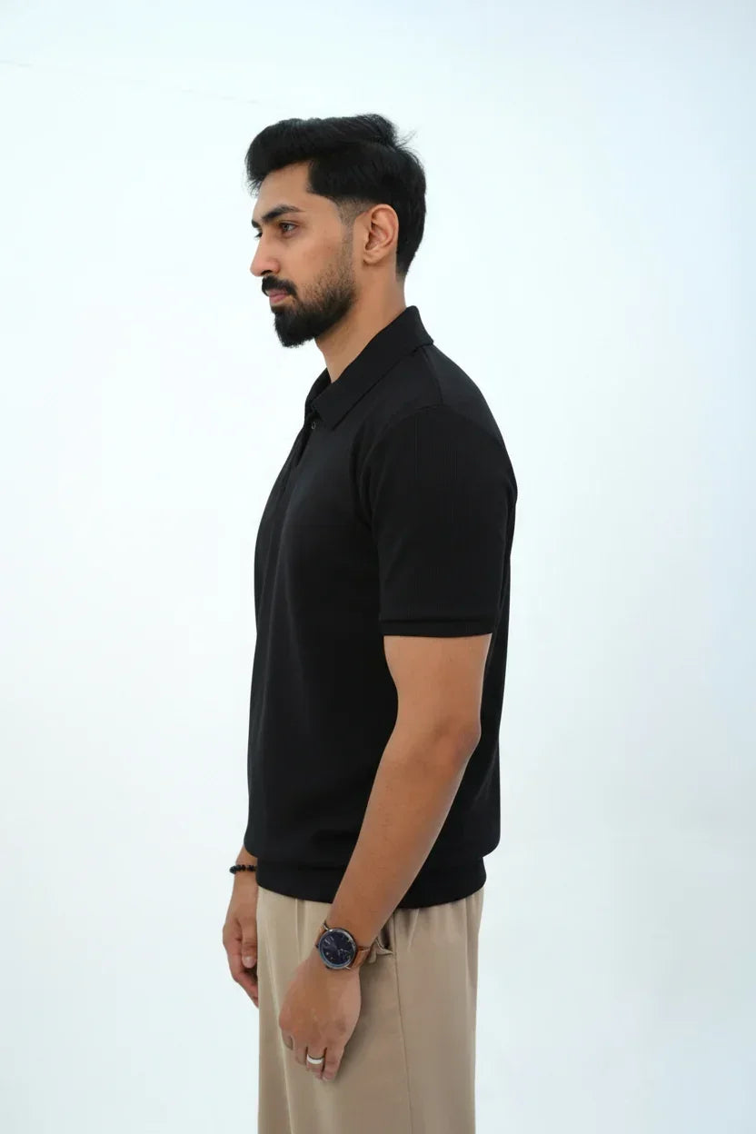 Black Polo Johnny Collar