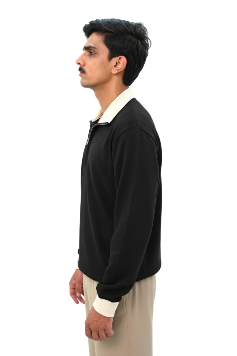 Black Mock Neck Sweat Shirt