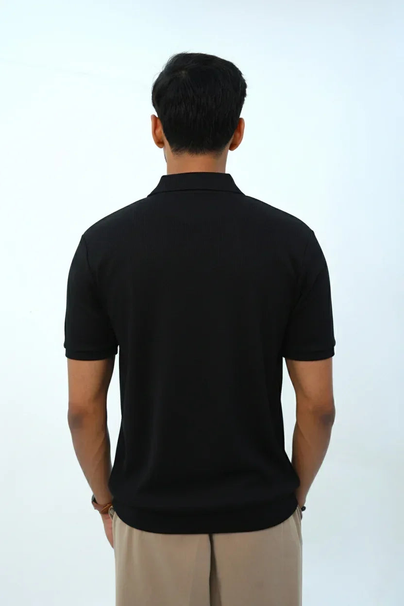 Johnny Collar Black Polo