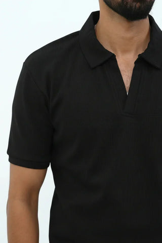 Johnny Collar Black Polo