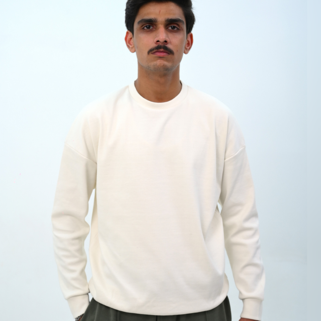 Drop Shoulder Ribbed Sweatshirt