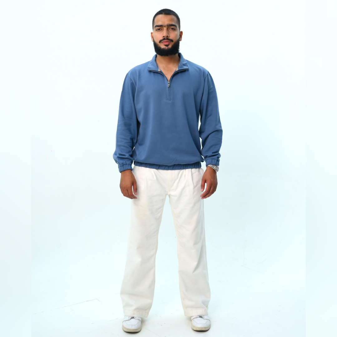 Loose Fit Quarter-Zip Sweatshirt