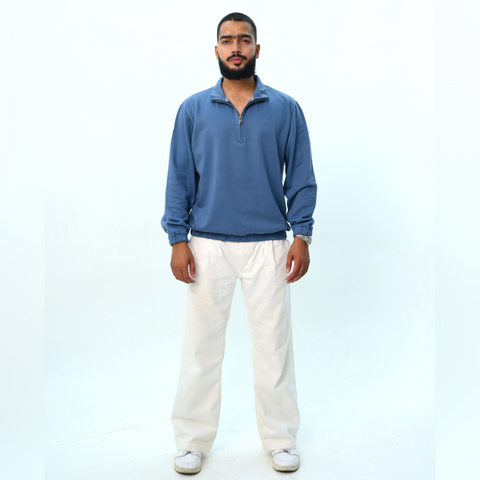 Loose Fit Quarter-Zip Sweatshirt