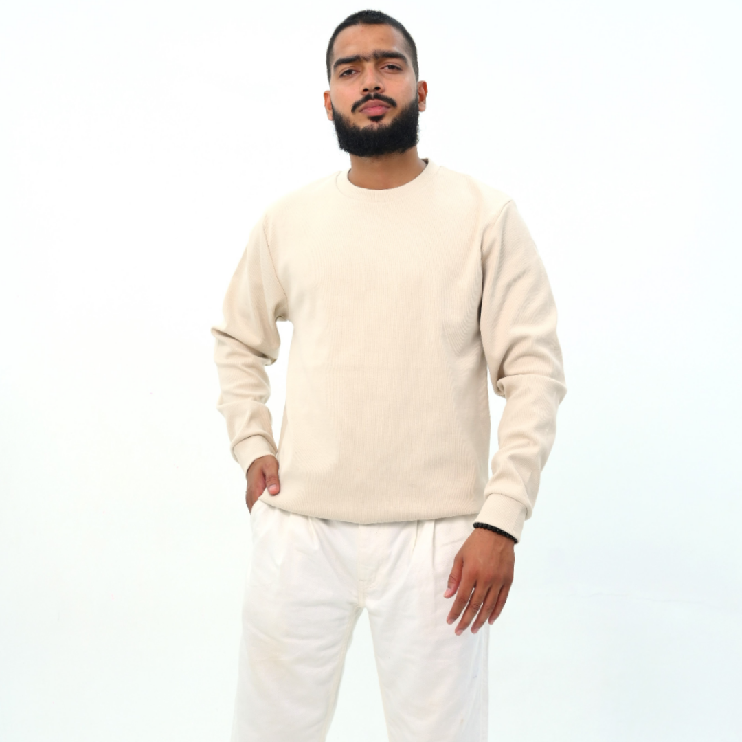 Loose Fit Ribbed Sweatshirt
