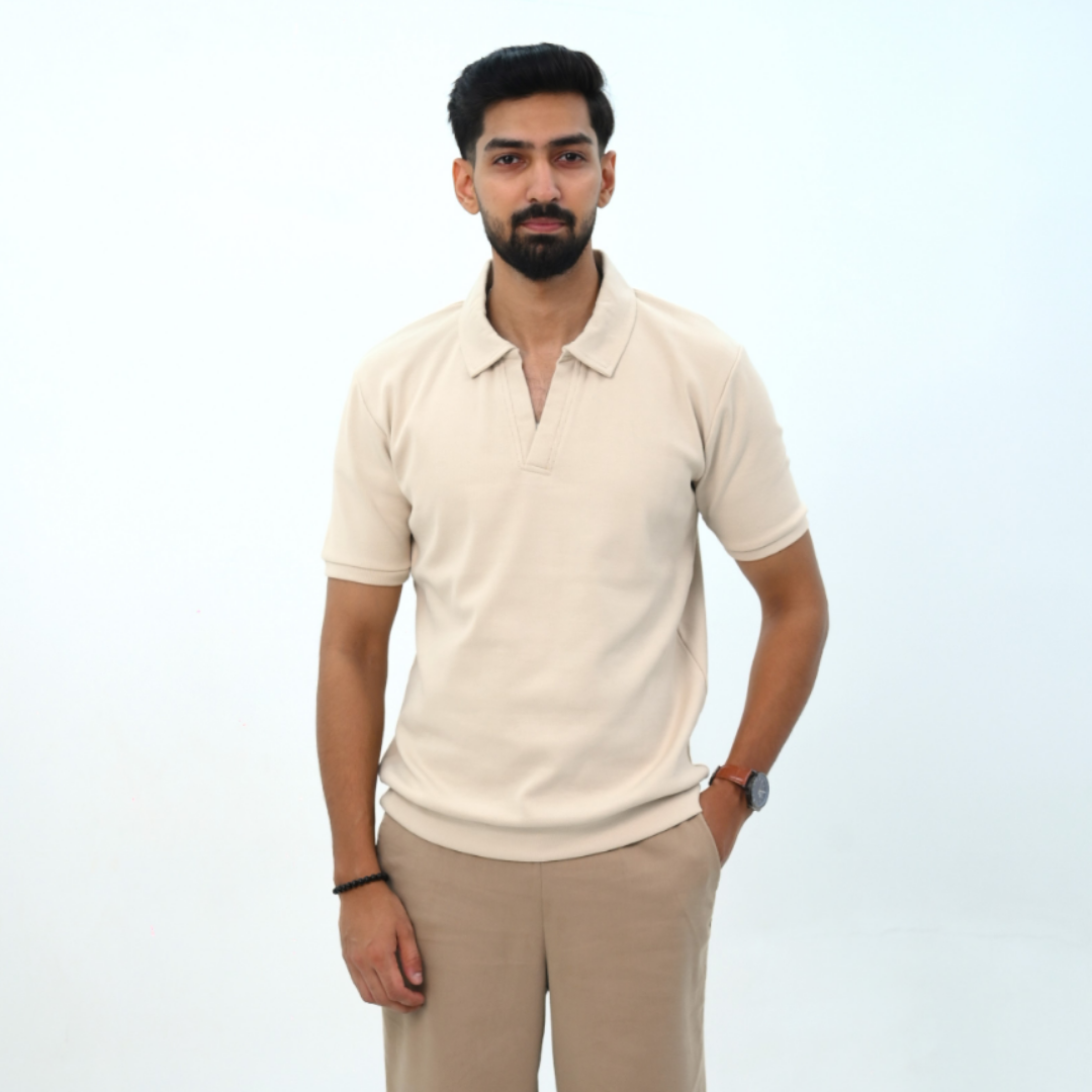 Textured Johny Collar Polo