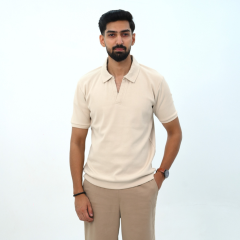Textured Johny Collar Polo