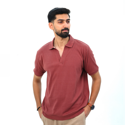 Textured Johny Collar Polo