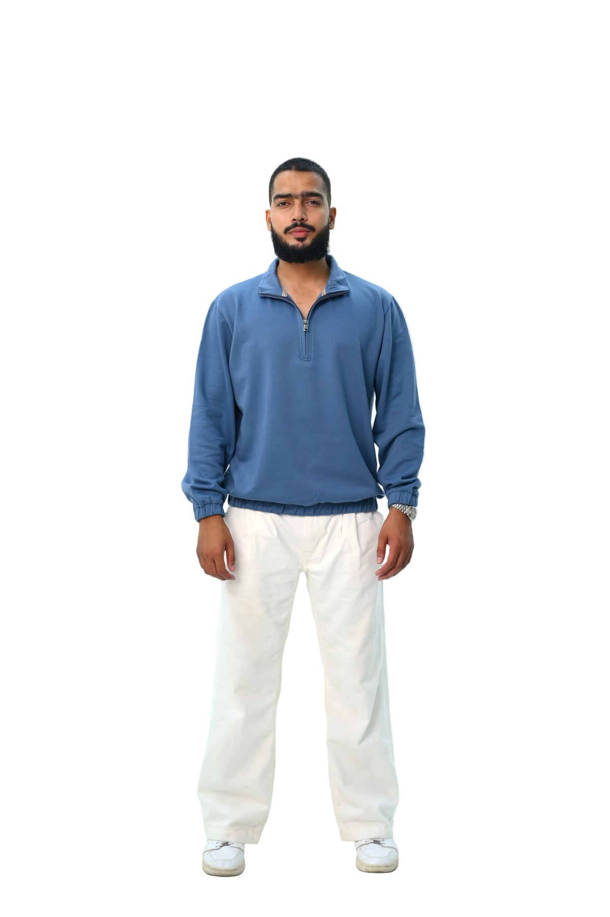 Mock Neck Sweat Shirt Blue