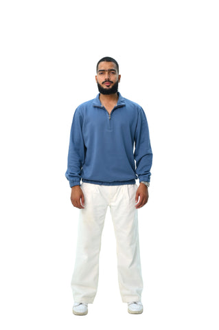 Mock Neck Sweat Shirt Blue