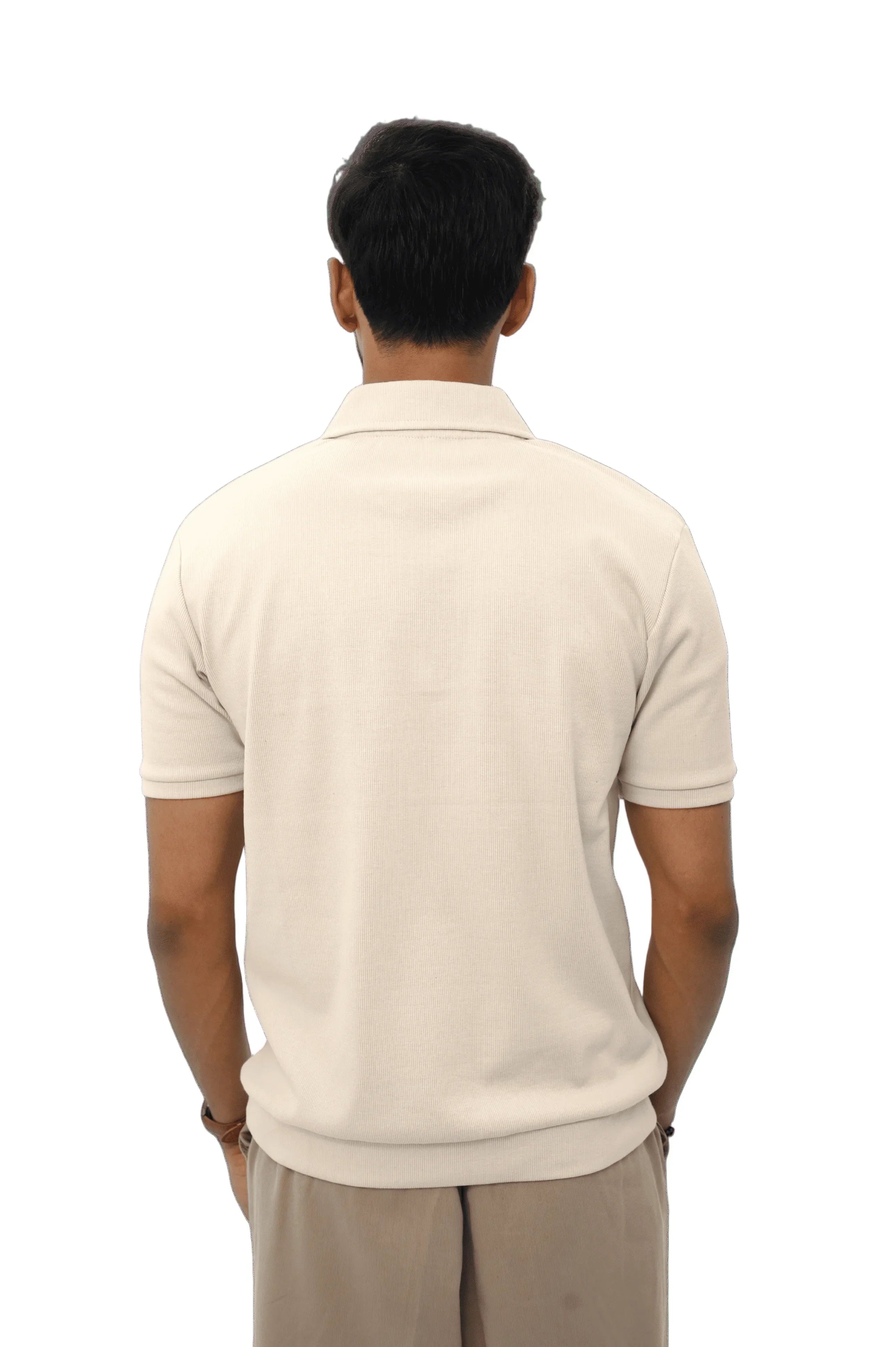 Textured Johnny Collar Polo