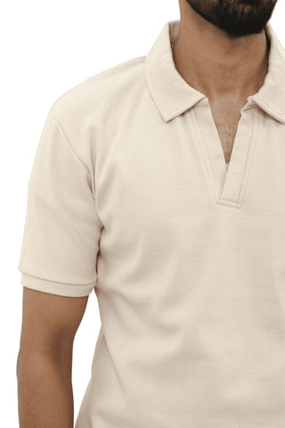 Textured Johnny Collar Polo