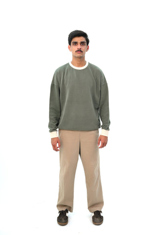Dropped Shoulder Sweatshirt with Contrast Rib