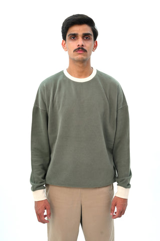 Dropped Shoulder Sweatshirt with Contrast Rib