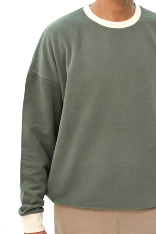Dropped Shoulder Sweatshirt with Contrast Rib
