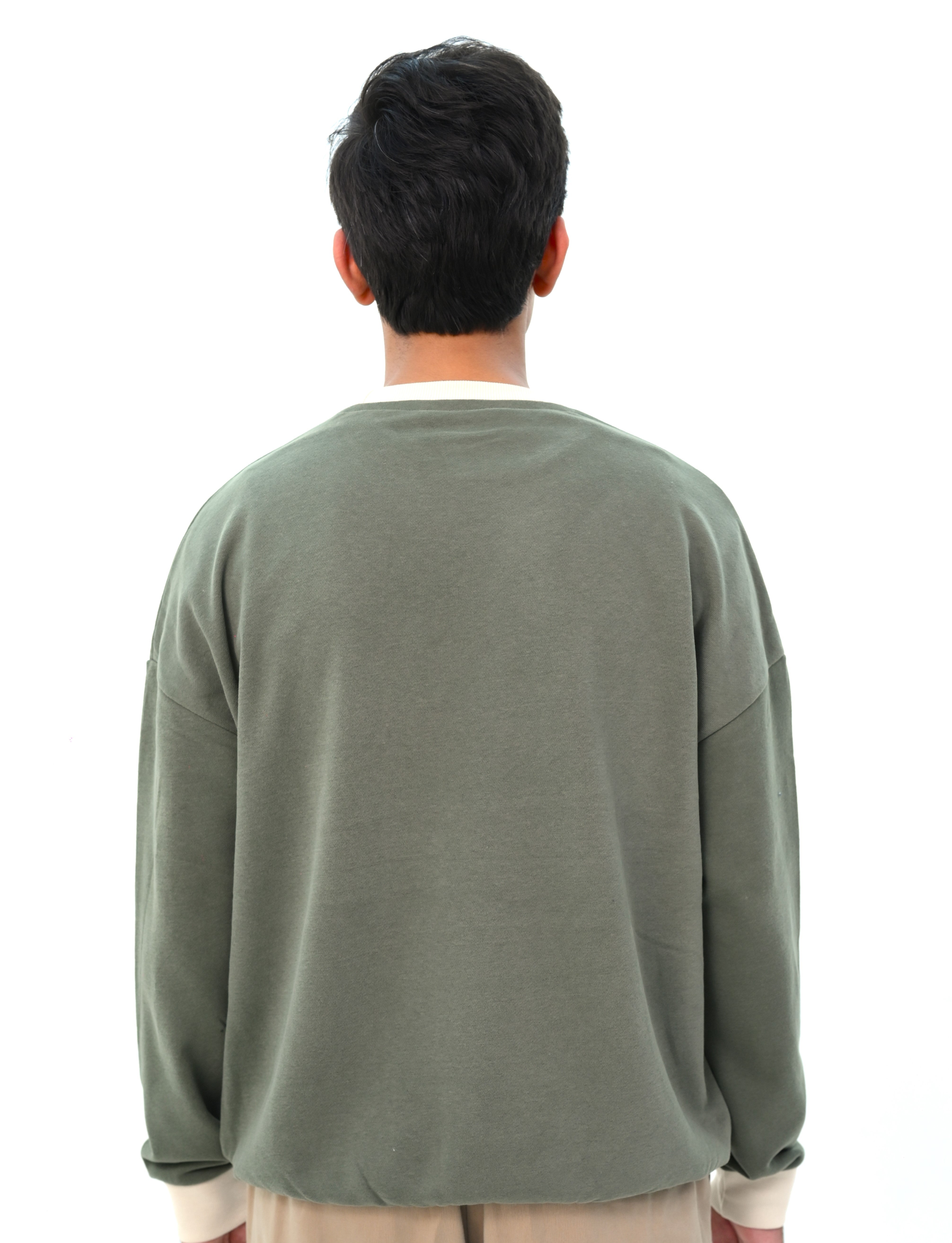 Dropped Shoulder Sweatshirt with Contrast Rib