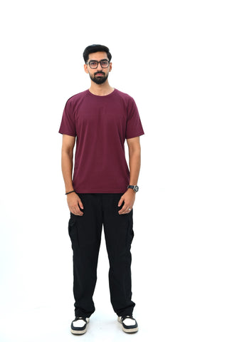 Raglan Sleeve Basic T-Shirt with Back Panel Detail