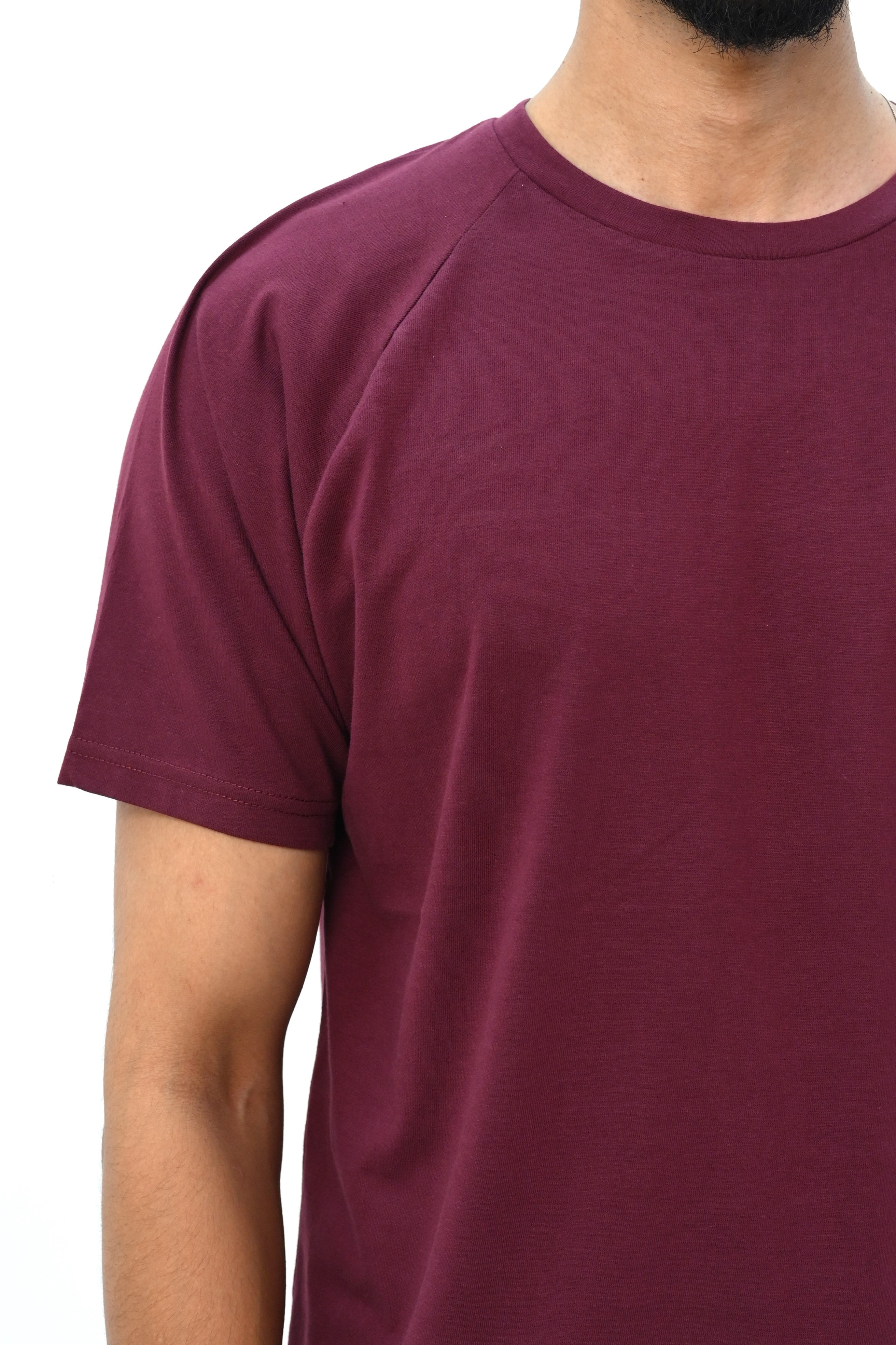 Raglan Sleeve Basic T-Shirt with Back Panel Detail
