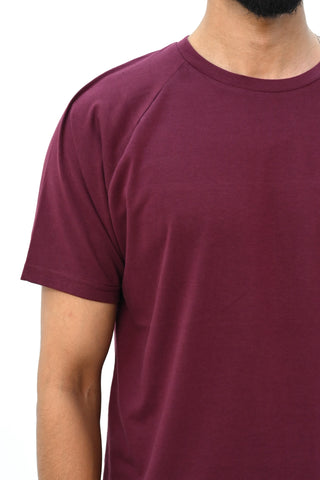 Raglan Sleeve Basic T-Shirt with Back Panel Detail