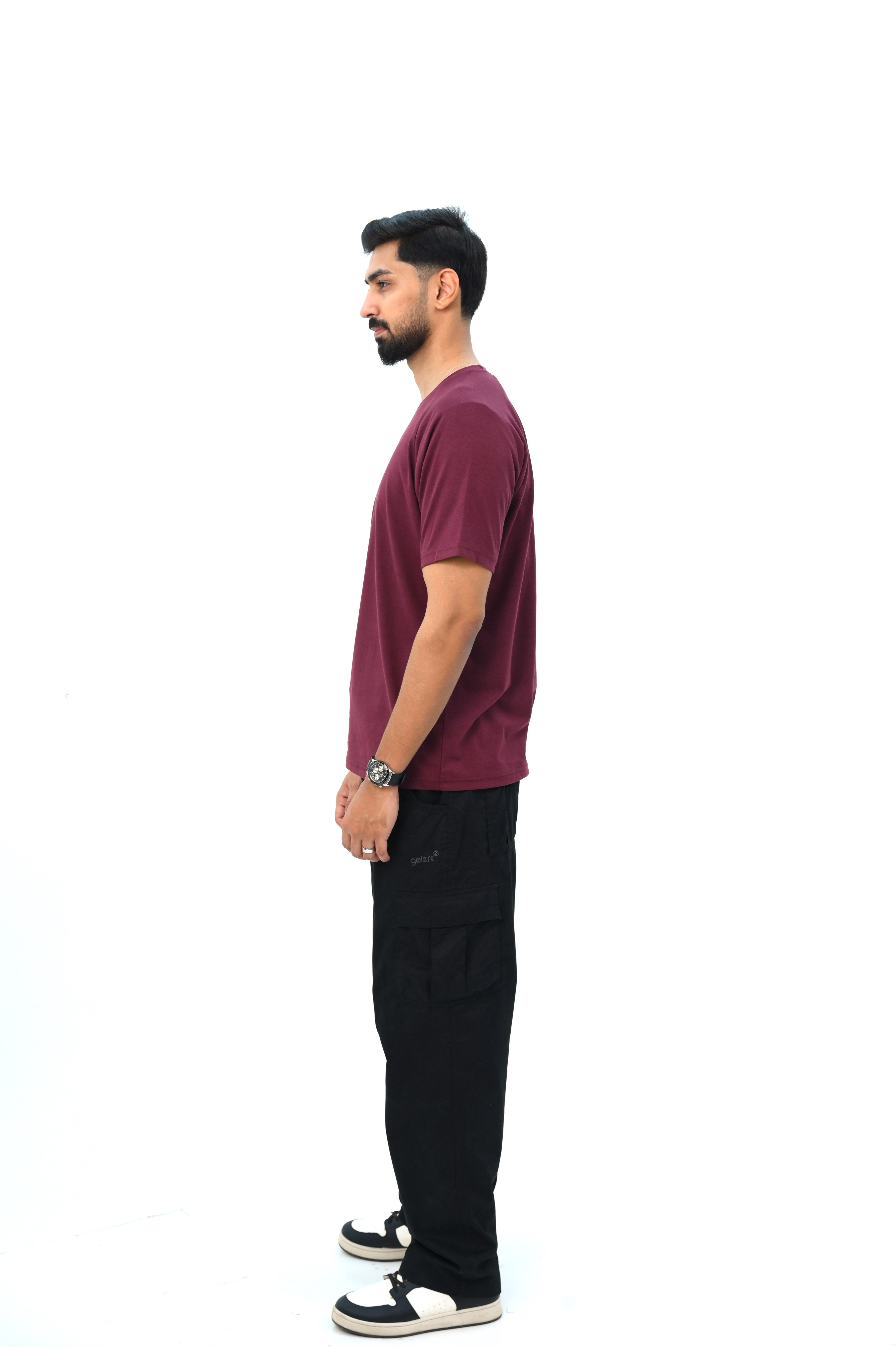 Raglan Sleeve Basic T-Shirt with Back Panel Detail