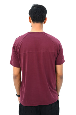Raglan Sleeve Basic T-Shirt with Back Panel Detail