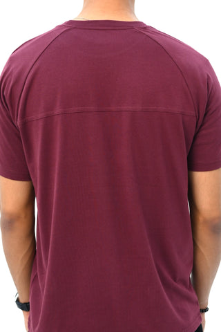 Raglan Sleeve Basic T-Shirt with Back Panel Detail
