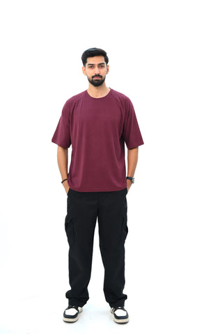 Raglan Sleeve Drop Shoulder T-Shirt with Back Panel Detail
