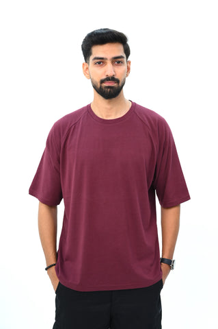 Raglan Sleeve Drop Shoulder T-Shirt with Back Panel Detail