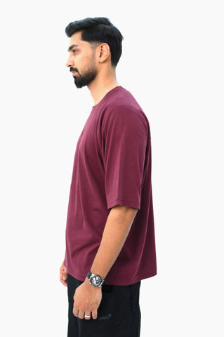 Raglan Sleeve Drop Shoulder T-Shirt with Back Panel Detail