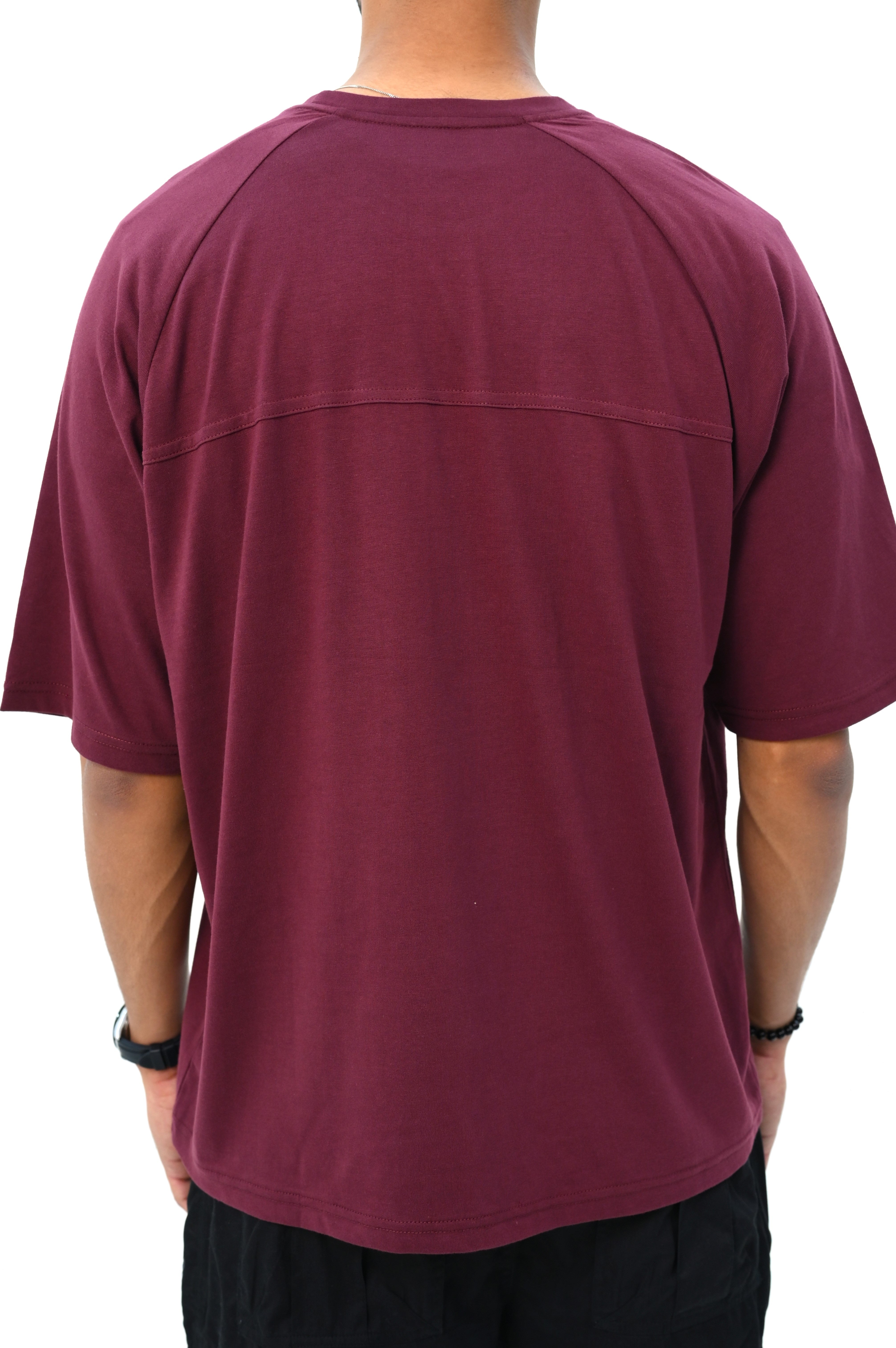 Raglan Sleeve Drop Shoulder T-Shirt with Back Panel Detail