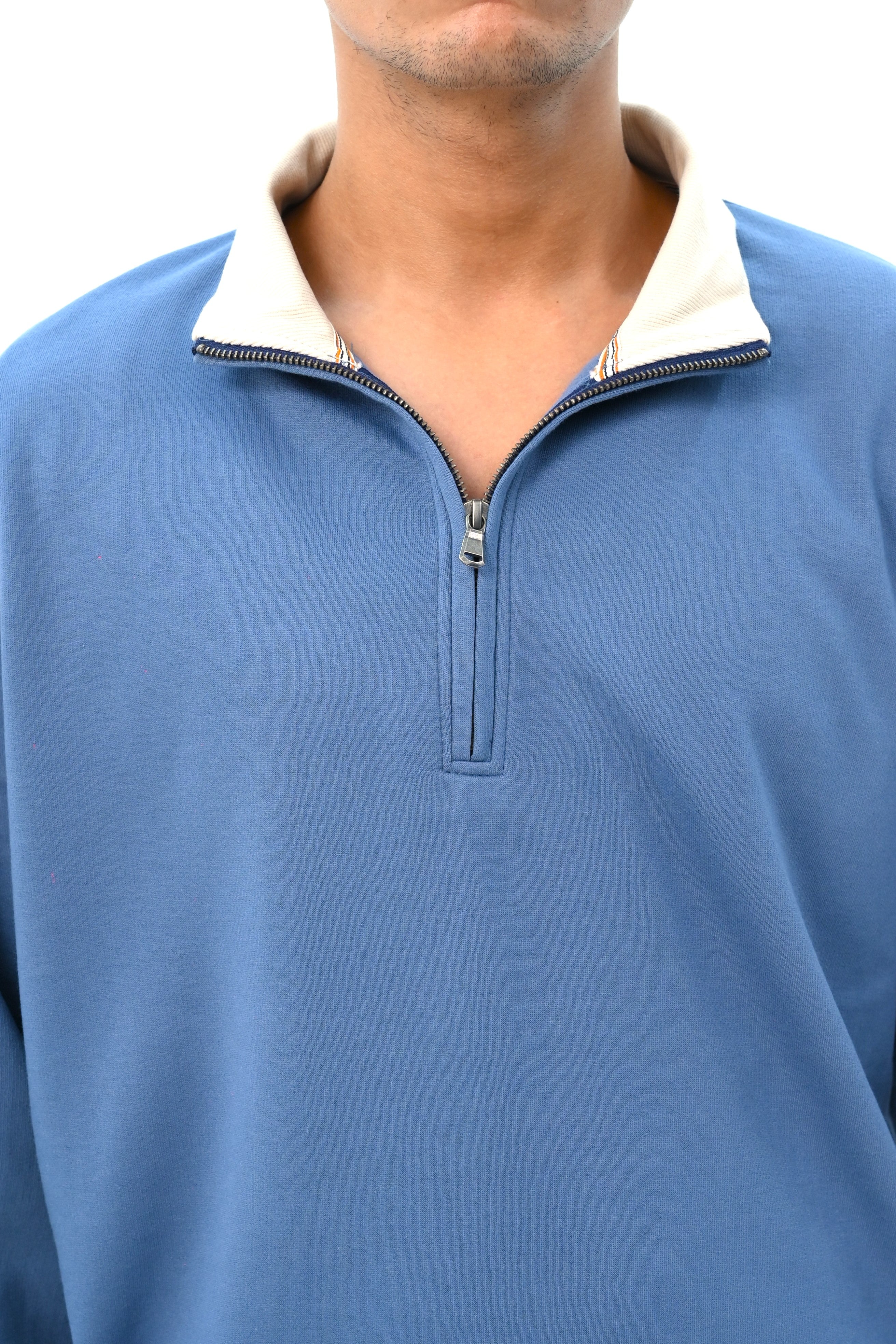 Mock Zip Sweatshirt With Contrast Rib