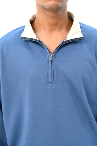 Mock Zip Sweatshirt With Contrast Rib