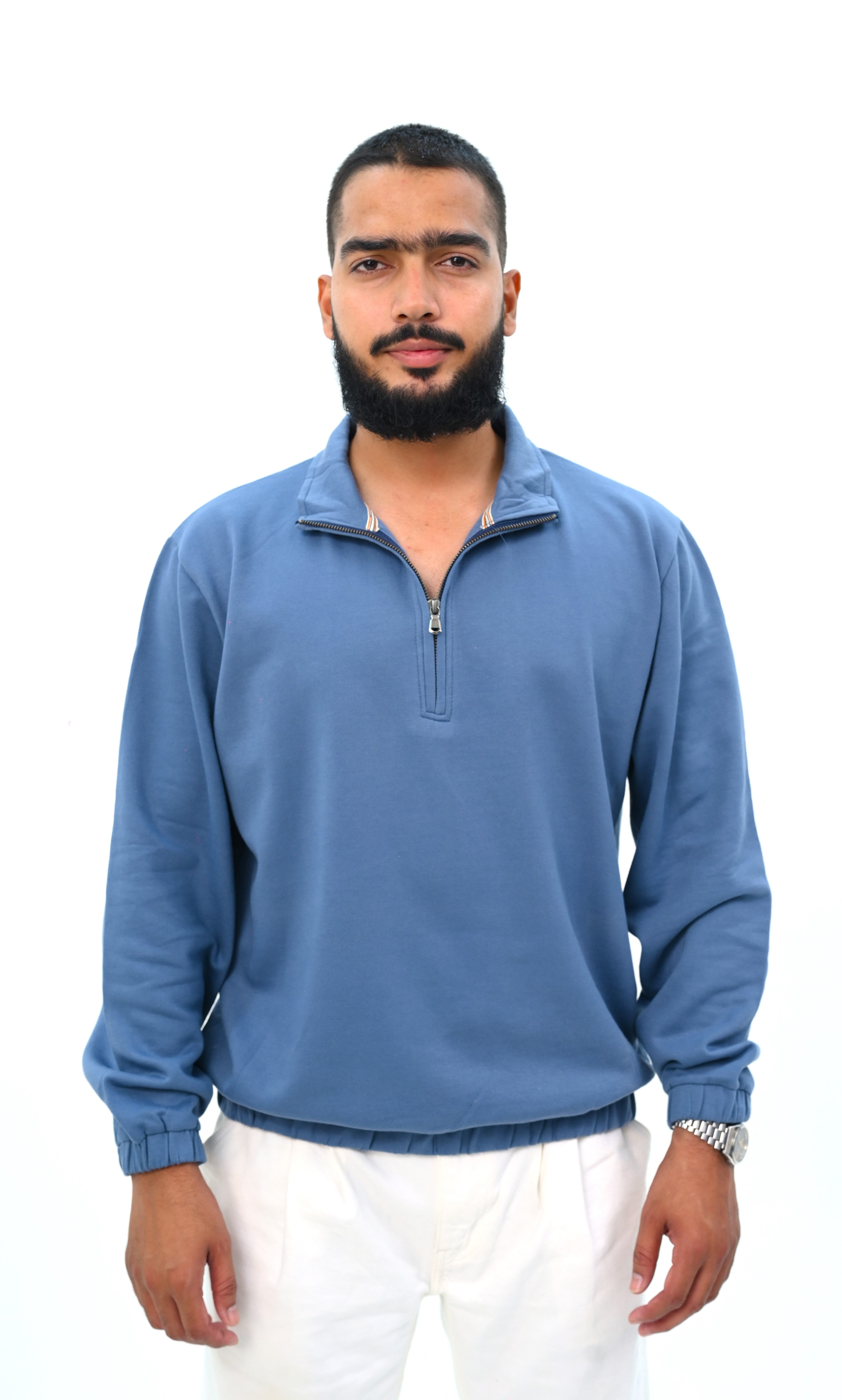 Loose Fit Quarter-Zip Sweatshirt