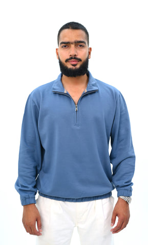 Loose Fit Quarter-Zip Sweatshirt