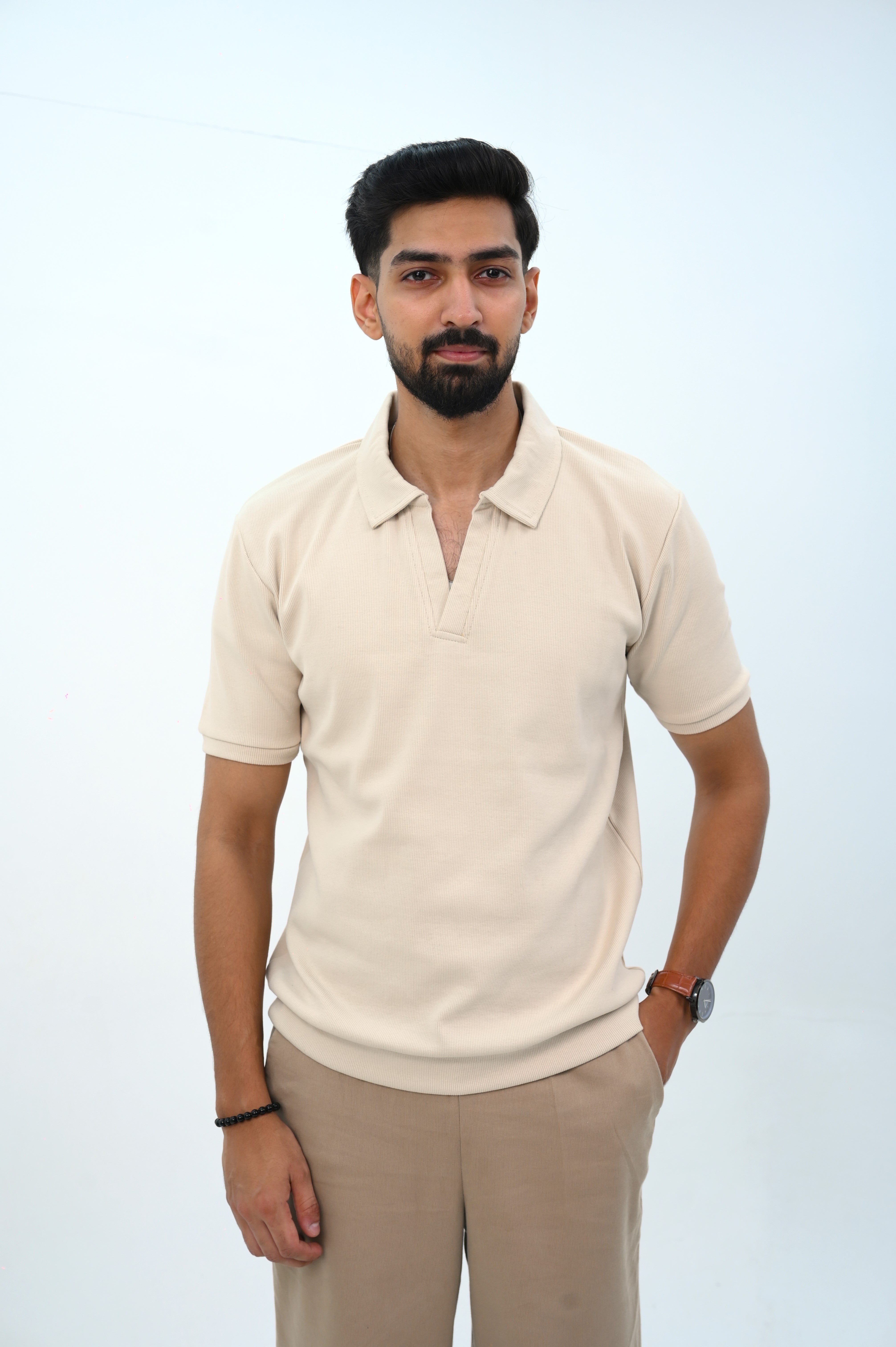 Textured Johny Collar Polo