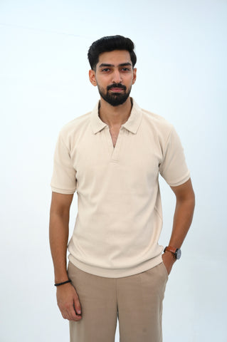 Textured Johny Collar Polo