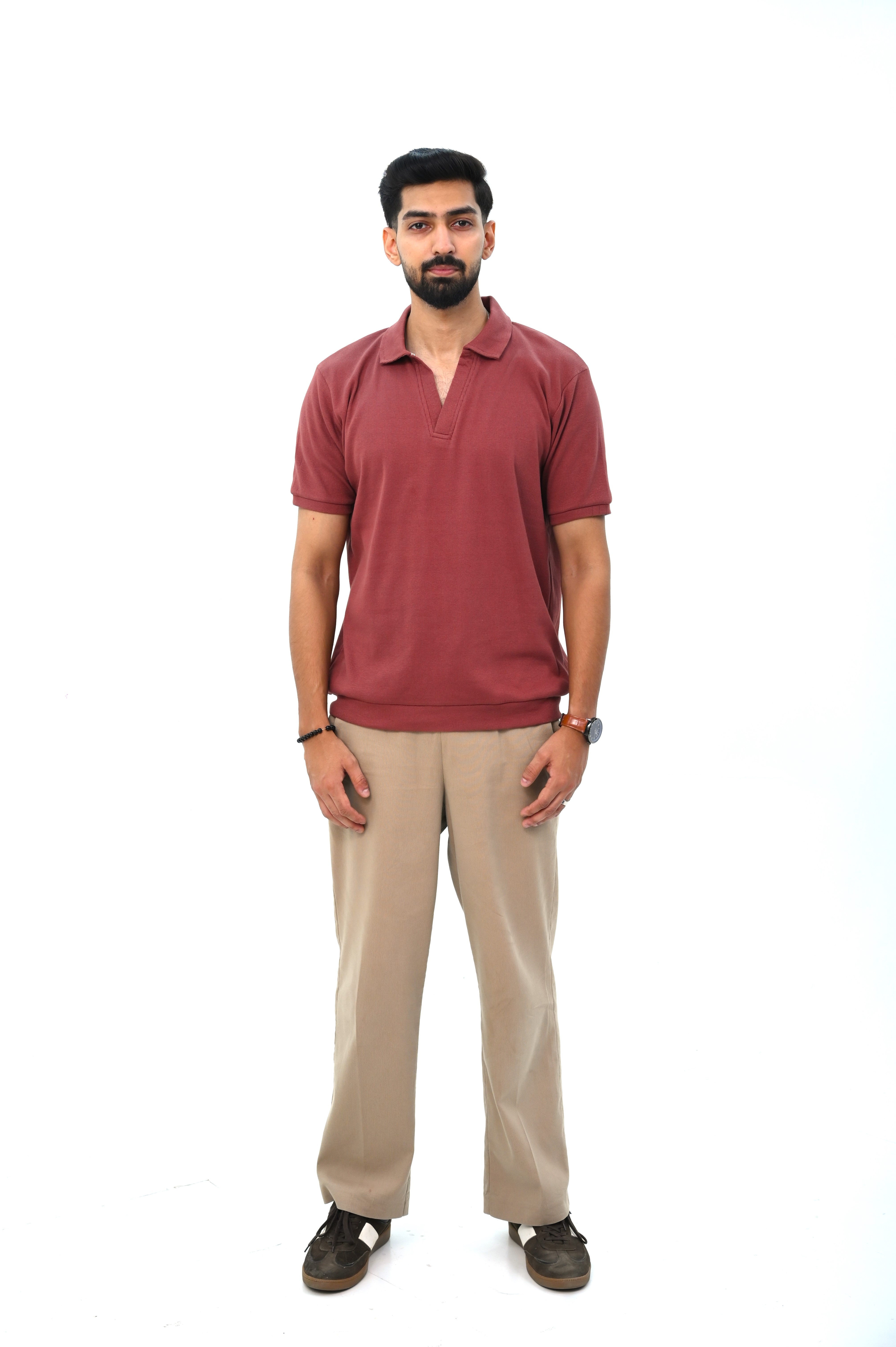 Textured Johny Collar Polo