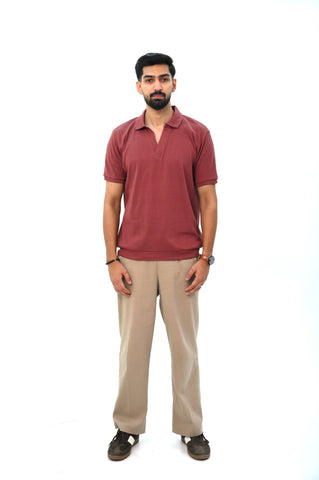 Textured Johny Collar Polo