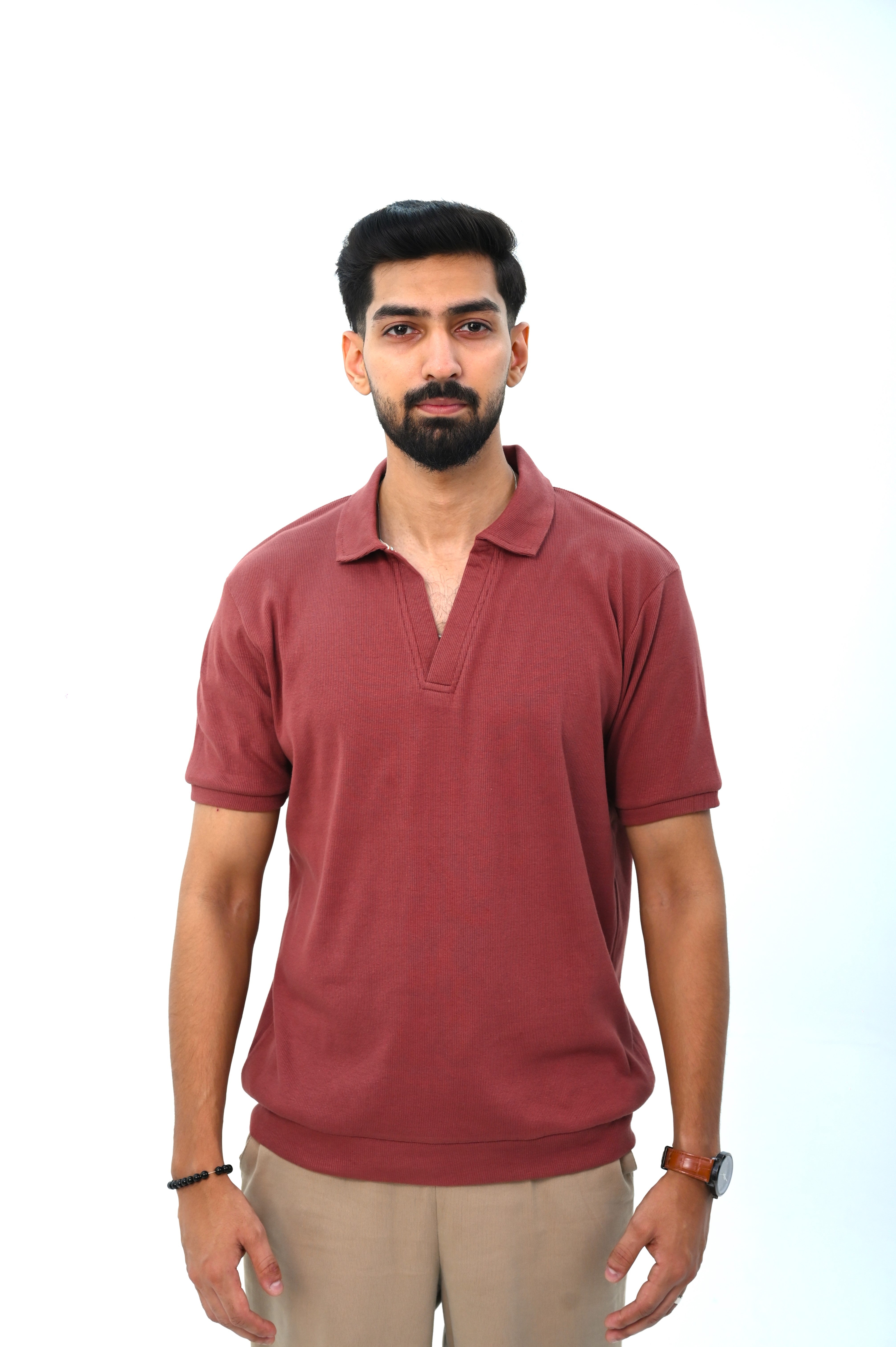 Textured Johny Collar Polo