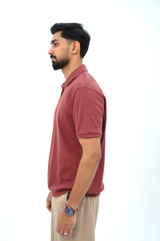 Textured Johny Collar Polo