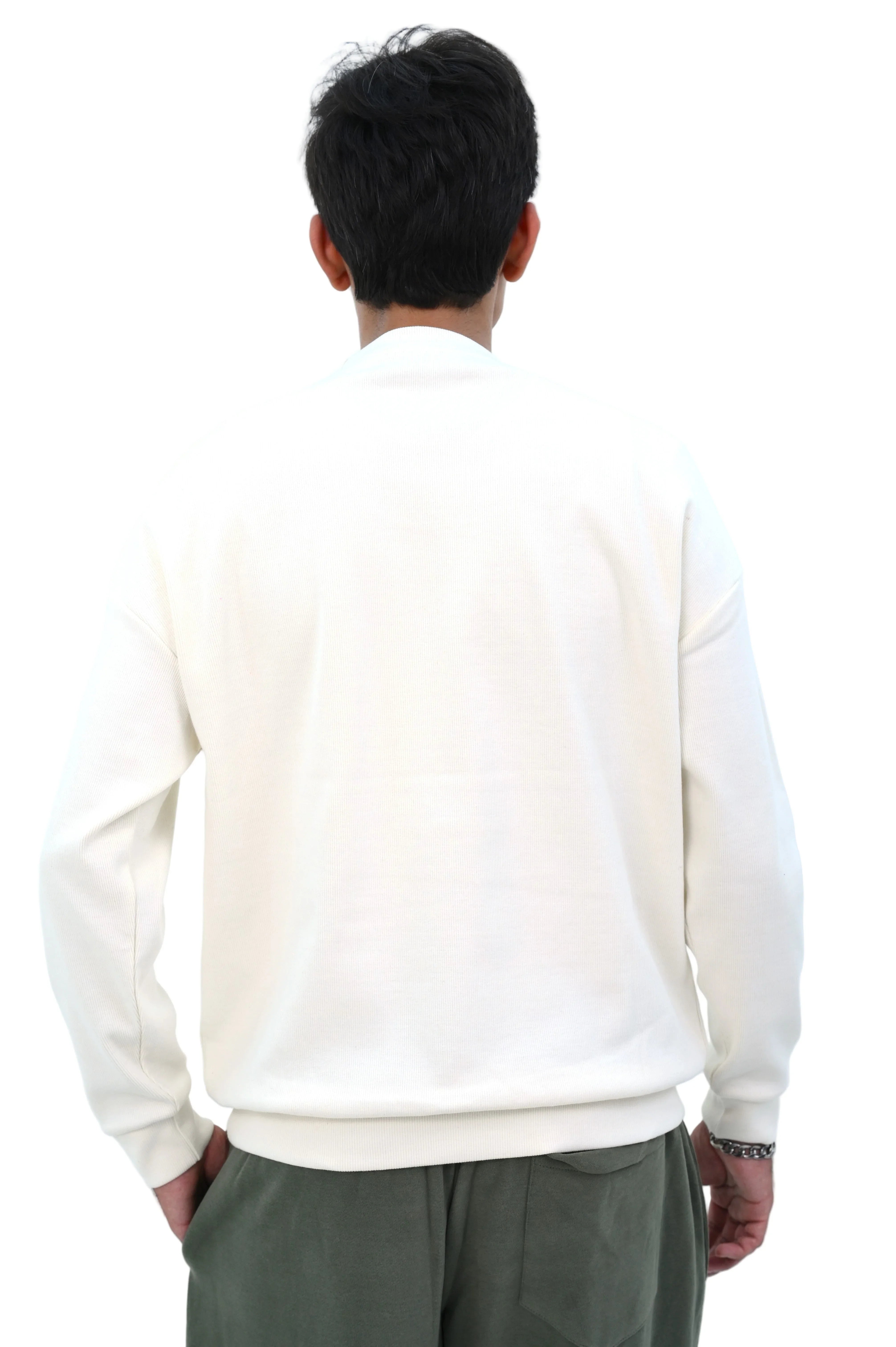 Drop Shoulder Textured Sweat Shirt