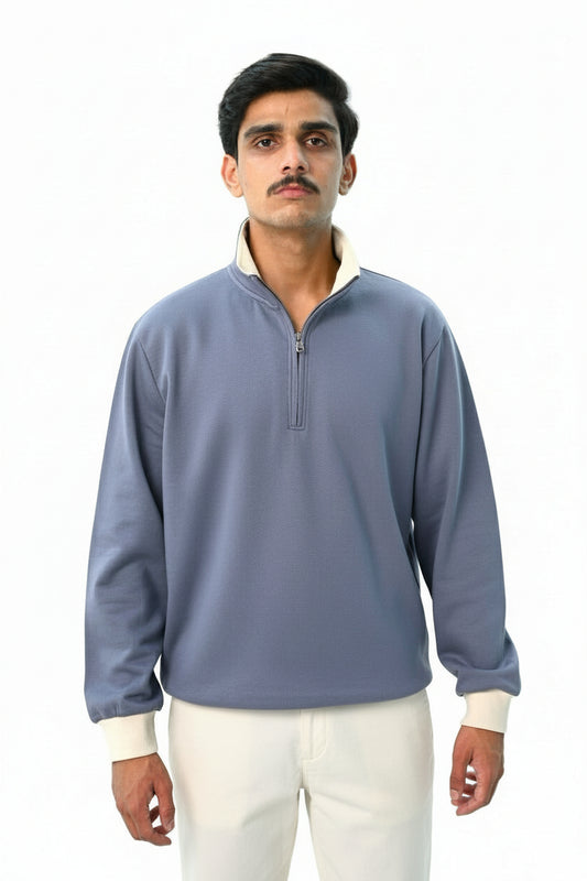 Blue Mock neck Sweatshirt