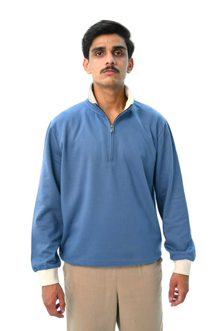 Blue Mock neck Sweatshirt