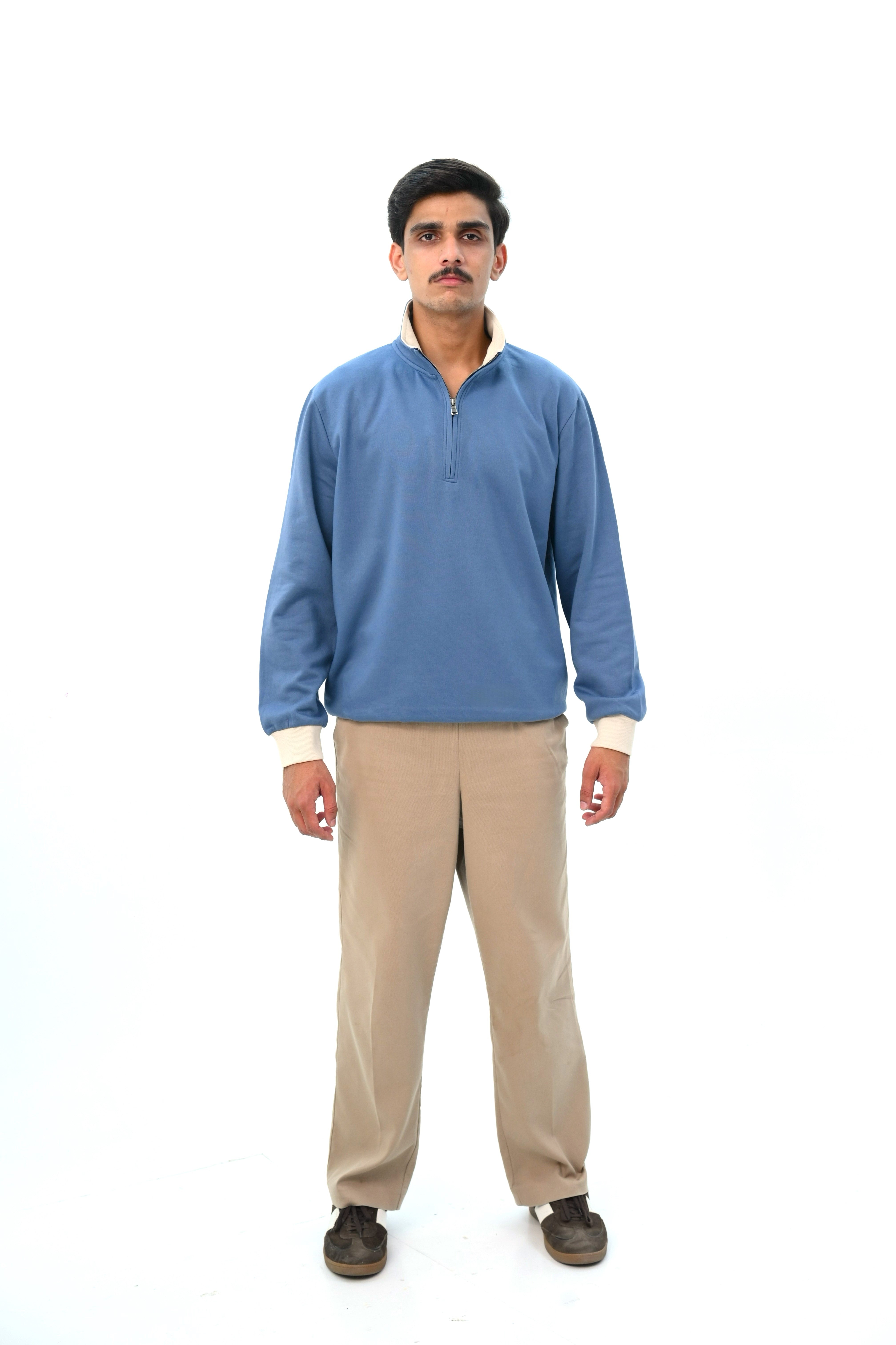 Blue fleece quarter zipper