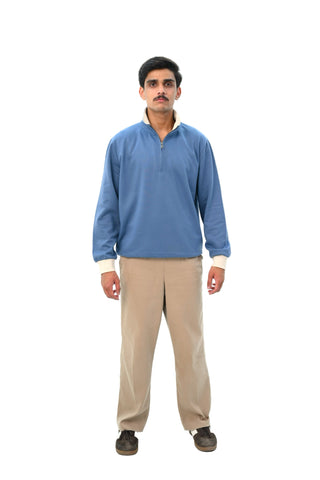 Mock Zip Sweatshirt With Contrast Rib