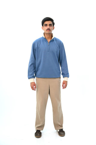 Blue fleece quarter zipper