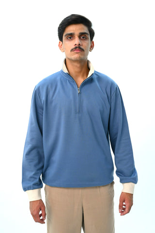 Blue fleece quarter zipper