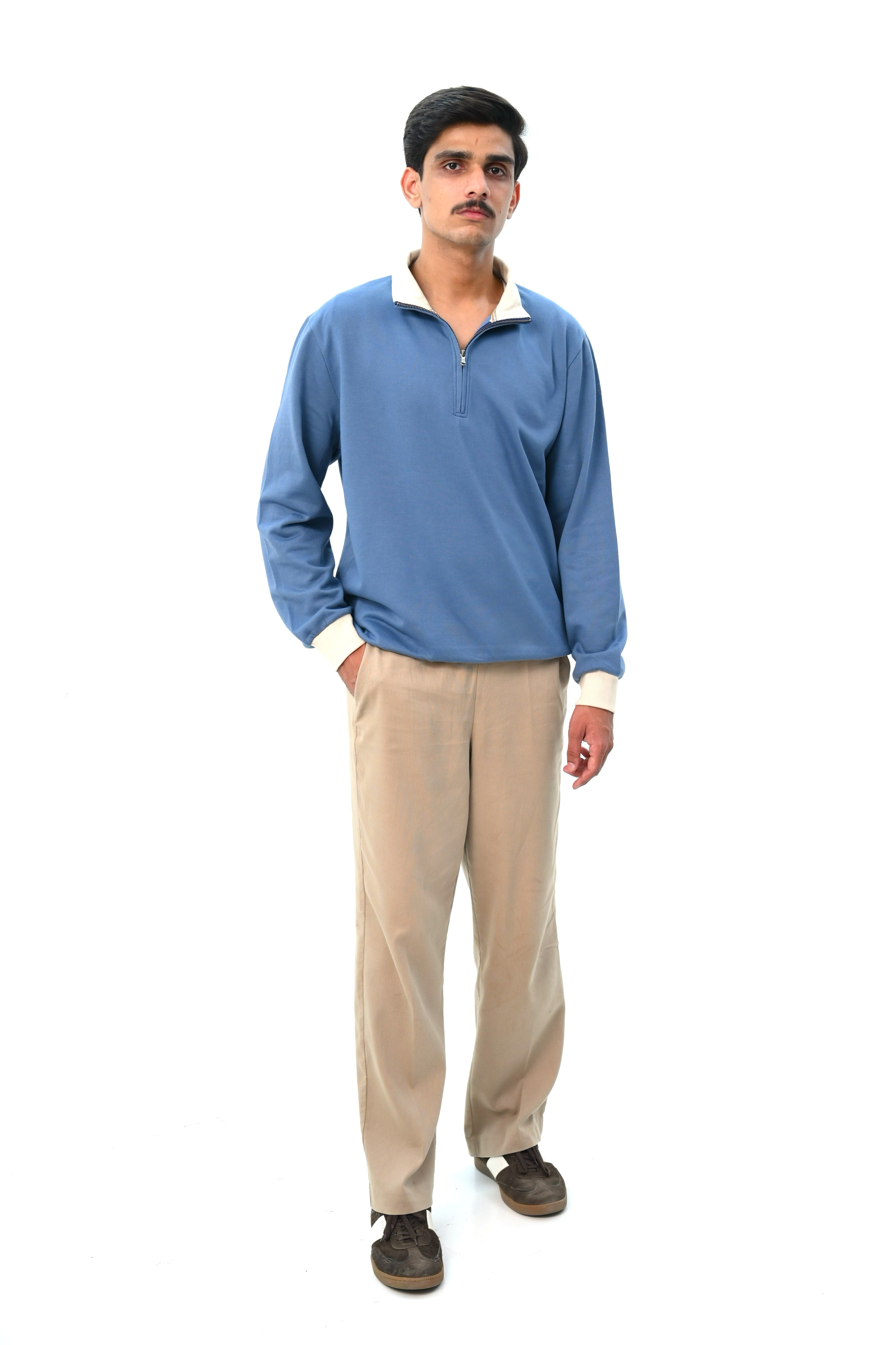 Blue fleece quarter zipper