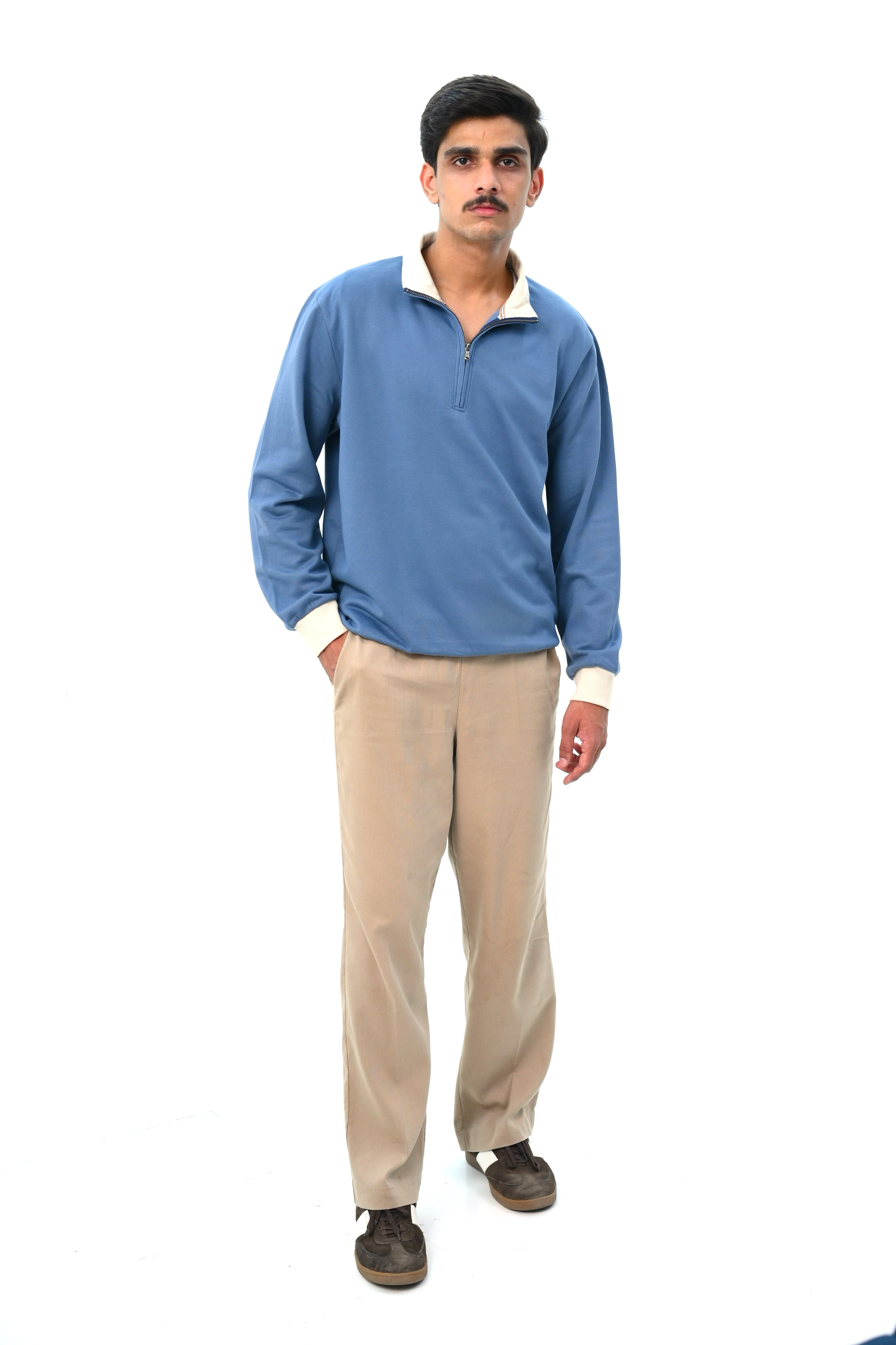 Blue fleece quarter zipper