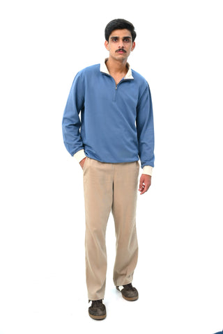 Blue fleece quarter zipper